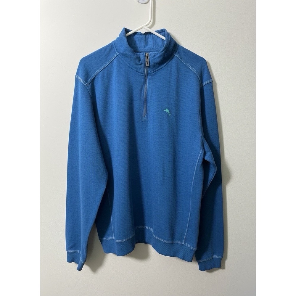 Tommy Bahama 1/4 Zip Cotton Ribbed Pullover L Shipwreck Gorpcore Hiking Golf